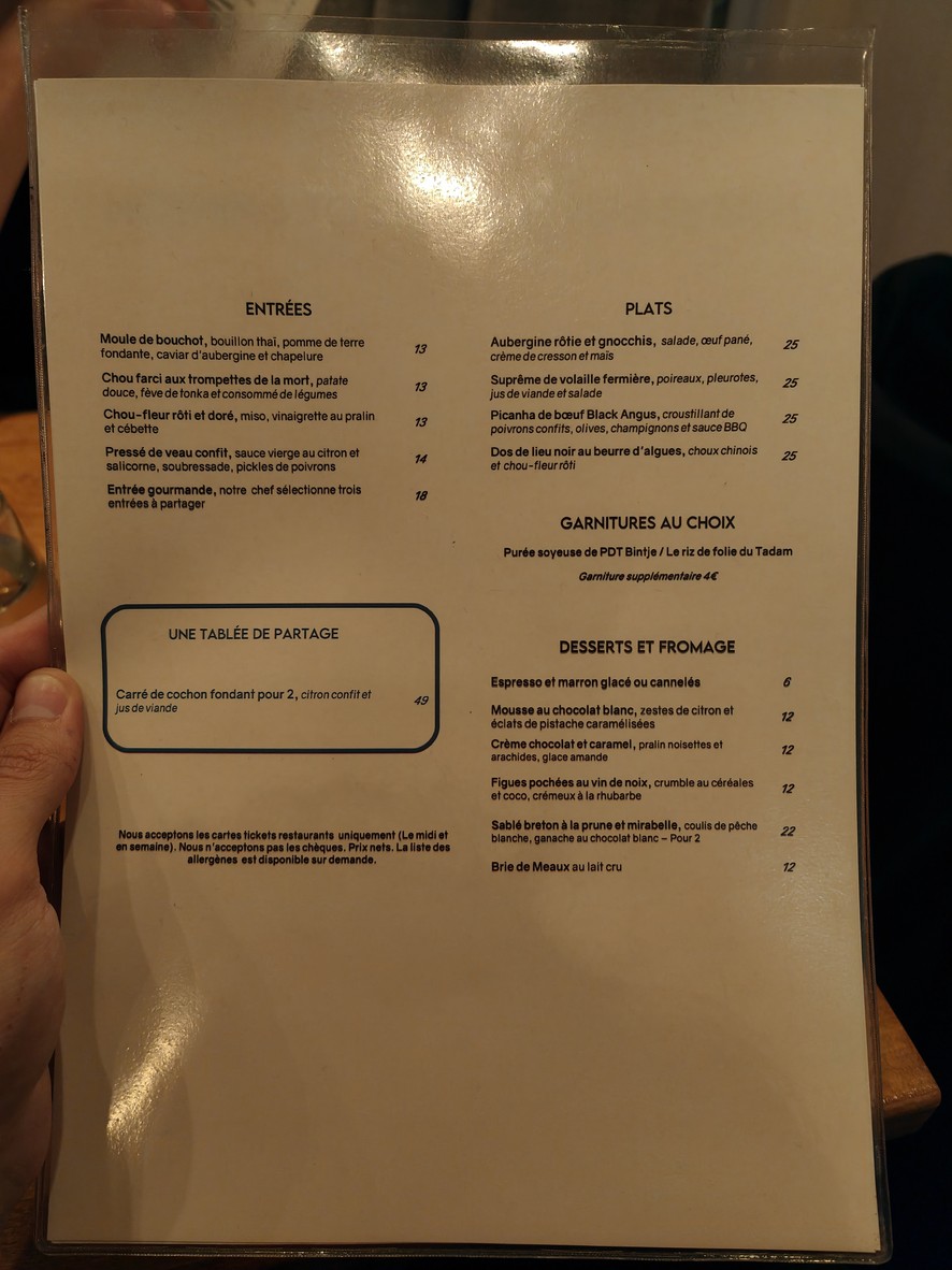 Tadam menu 1