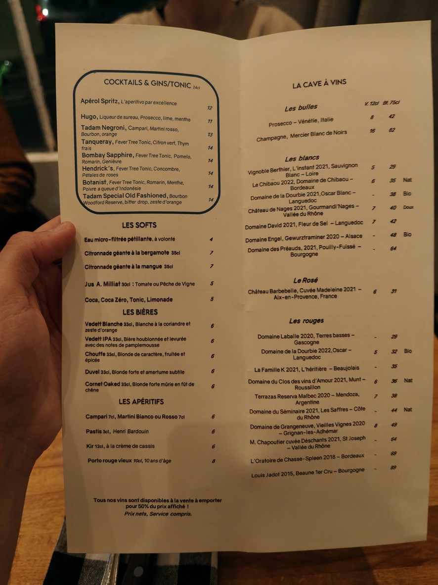 Tadam menu 2