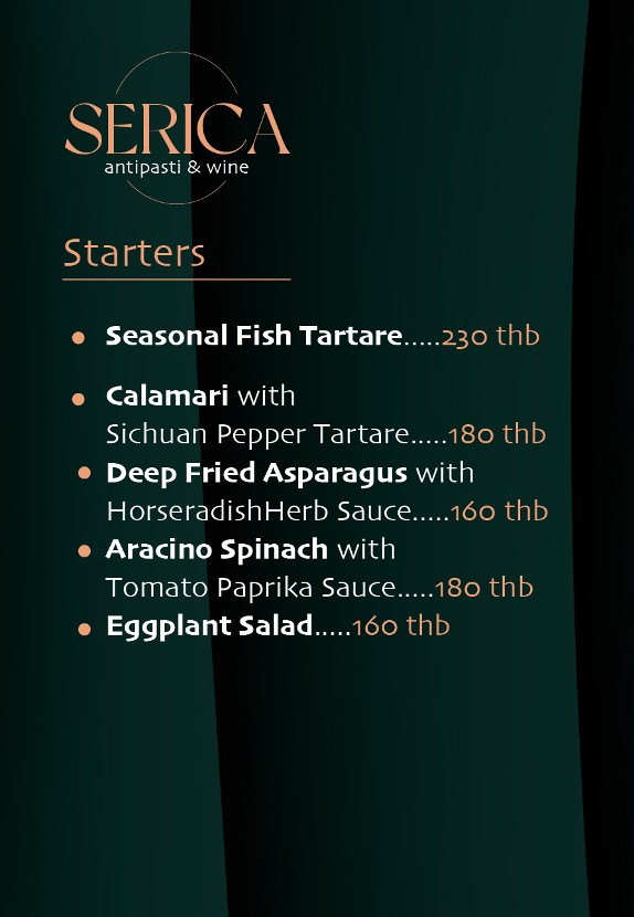 Serica antipasti & wine menu 1