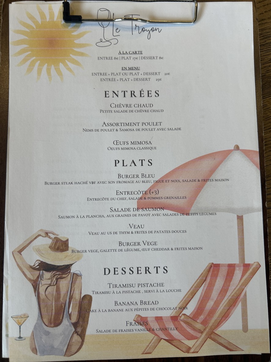 Le Troyon menu 1