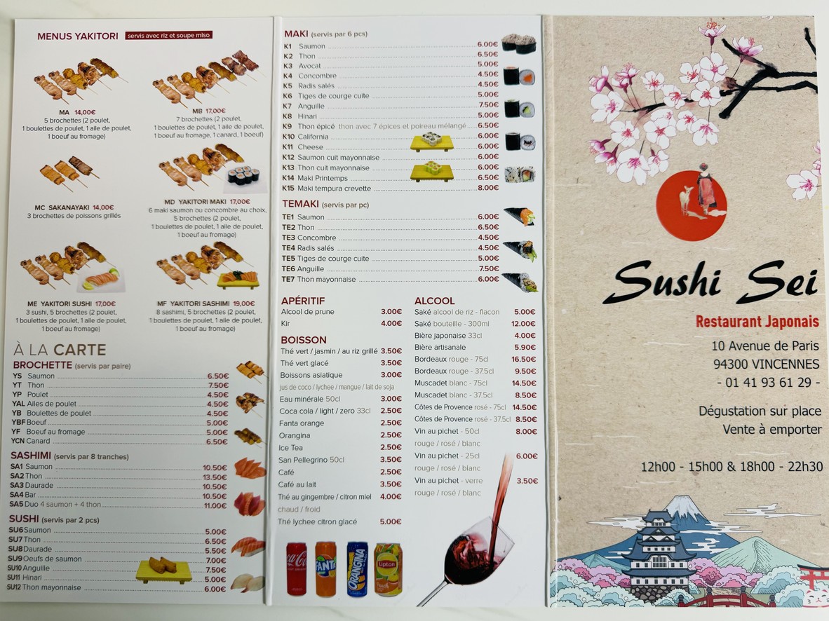 Sushi Sei menu 1