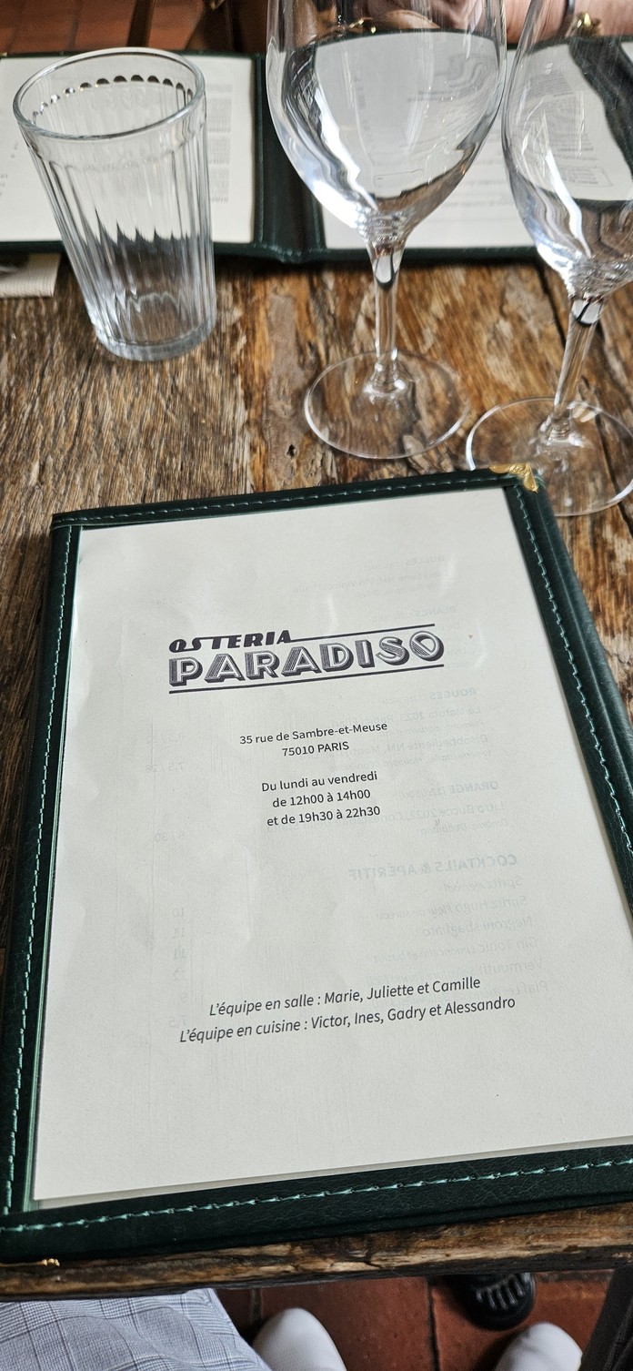 Osteria Paradiso menu 1