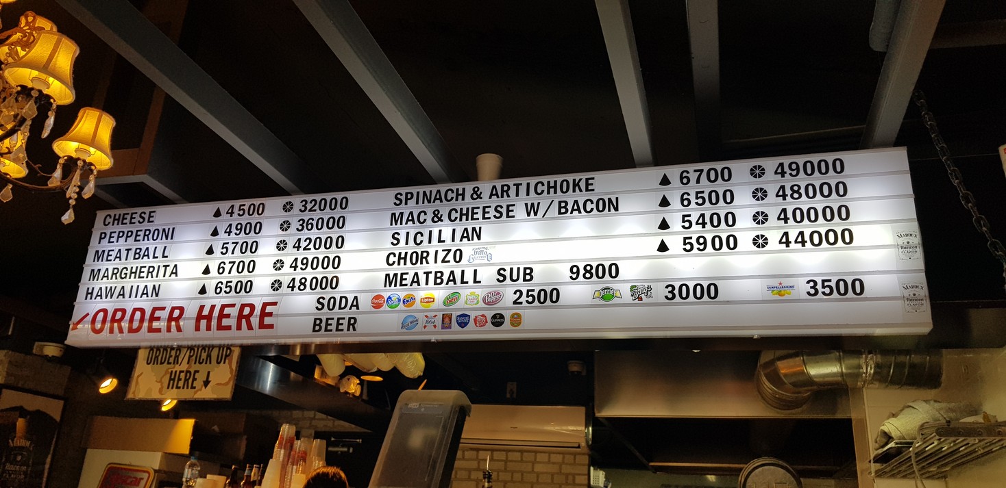 Maddux Pizza Itaewon menu 1