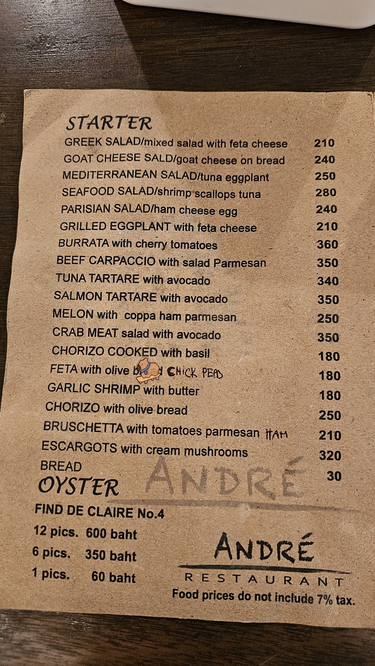 André menu 1
