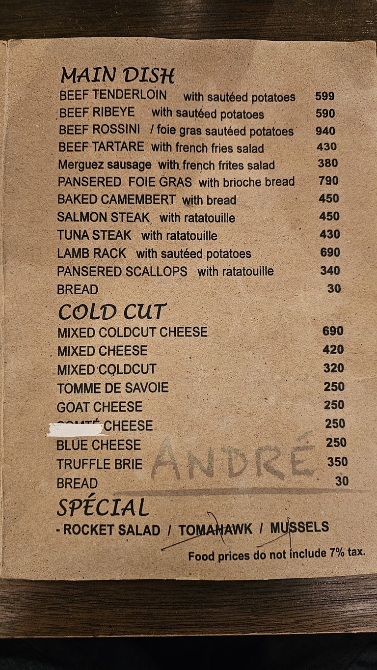 André menu 2