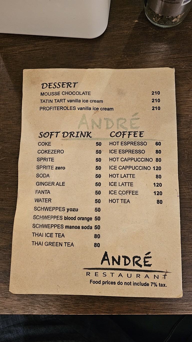 André menu 3