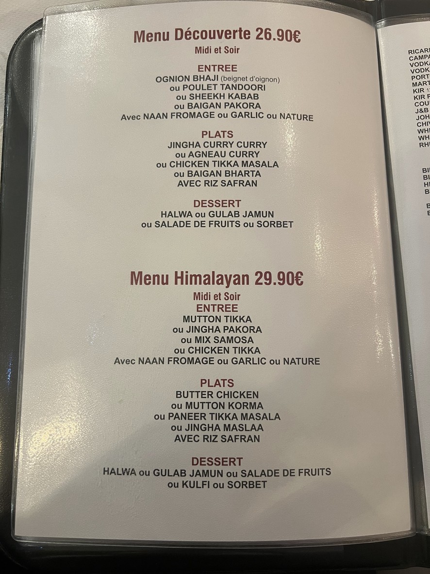 HIMALAYAN FUSION menu 2