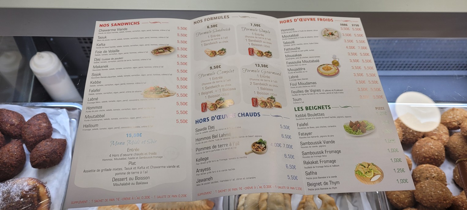 La Roche d'Orient menu 2