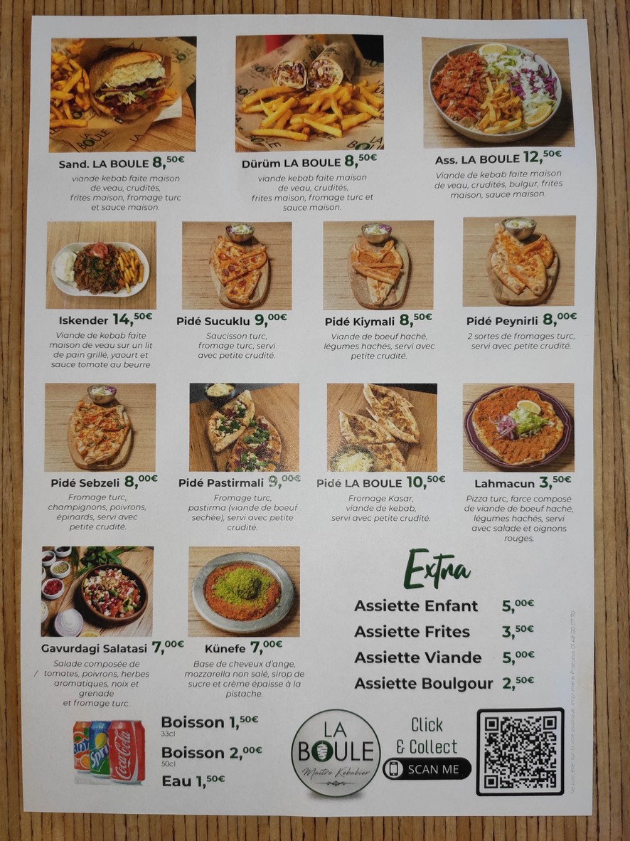La Boule' s artisan kebabier menu 1