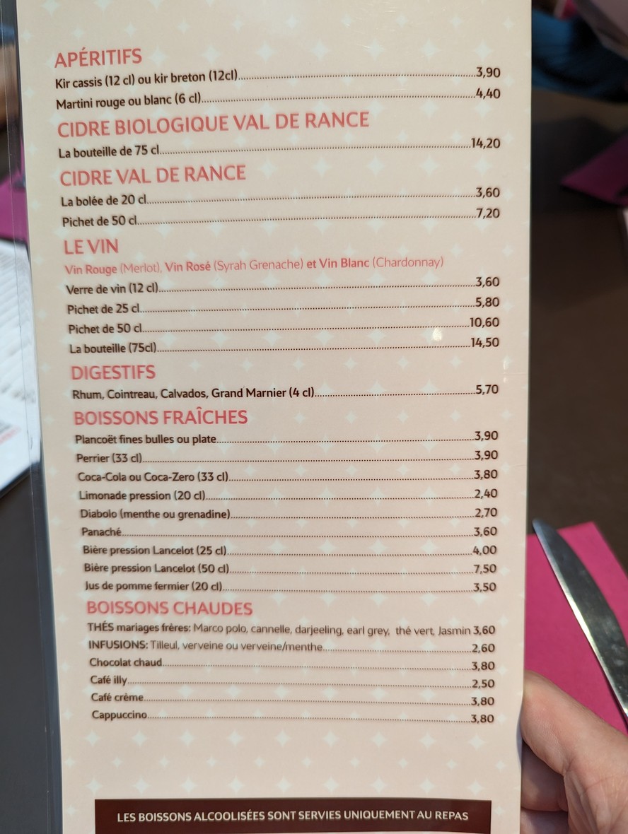 La Belle Ronde menu 2