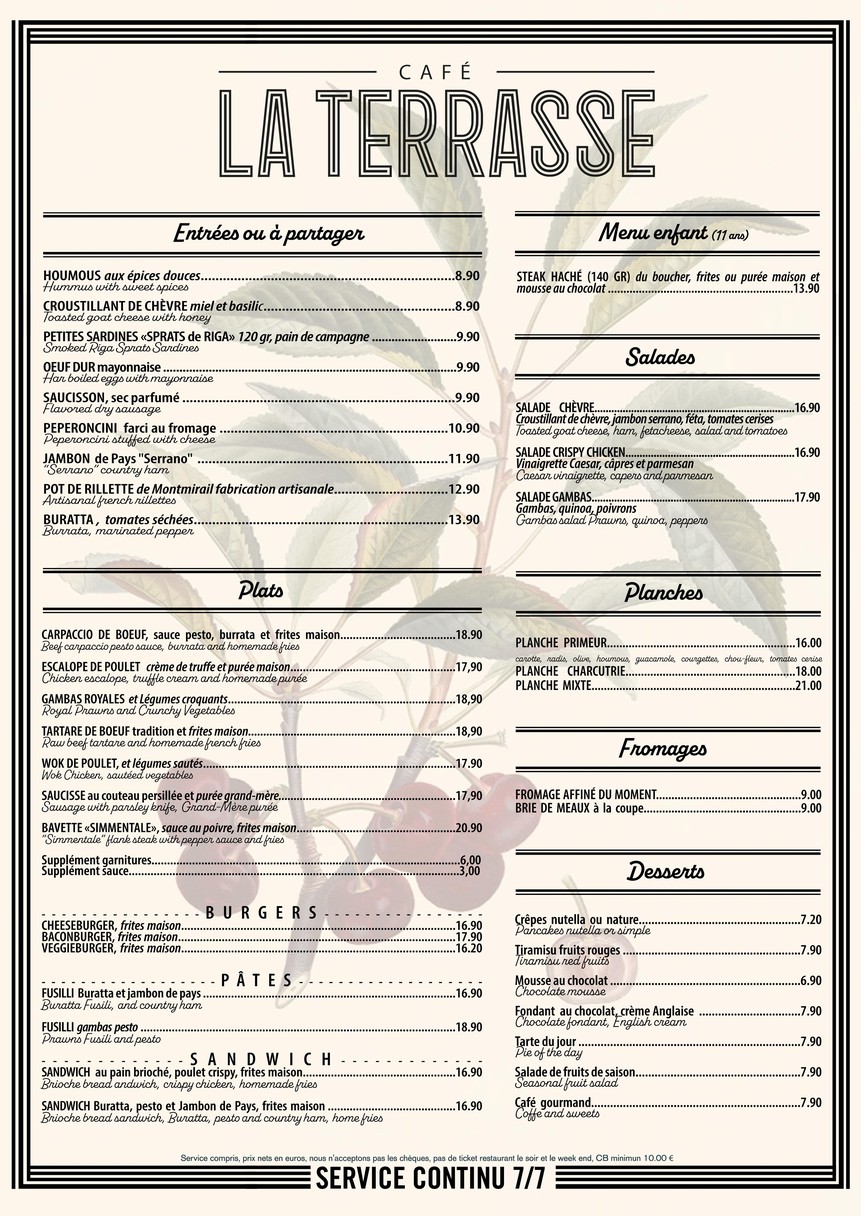 Café La Terrasse menu 2
