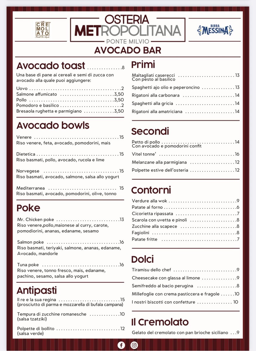 Osteria Metropolitana Ponte Milvio menu 3