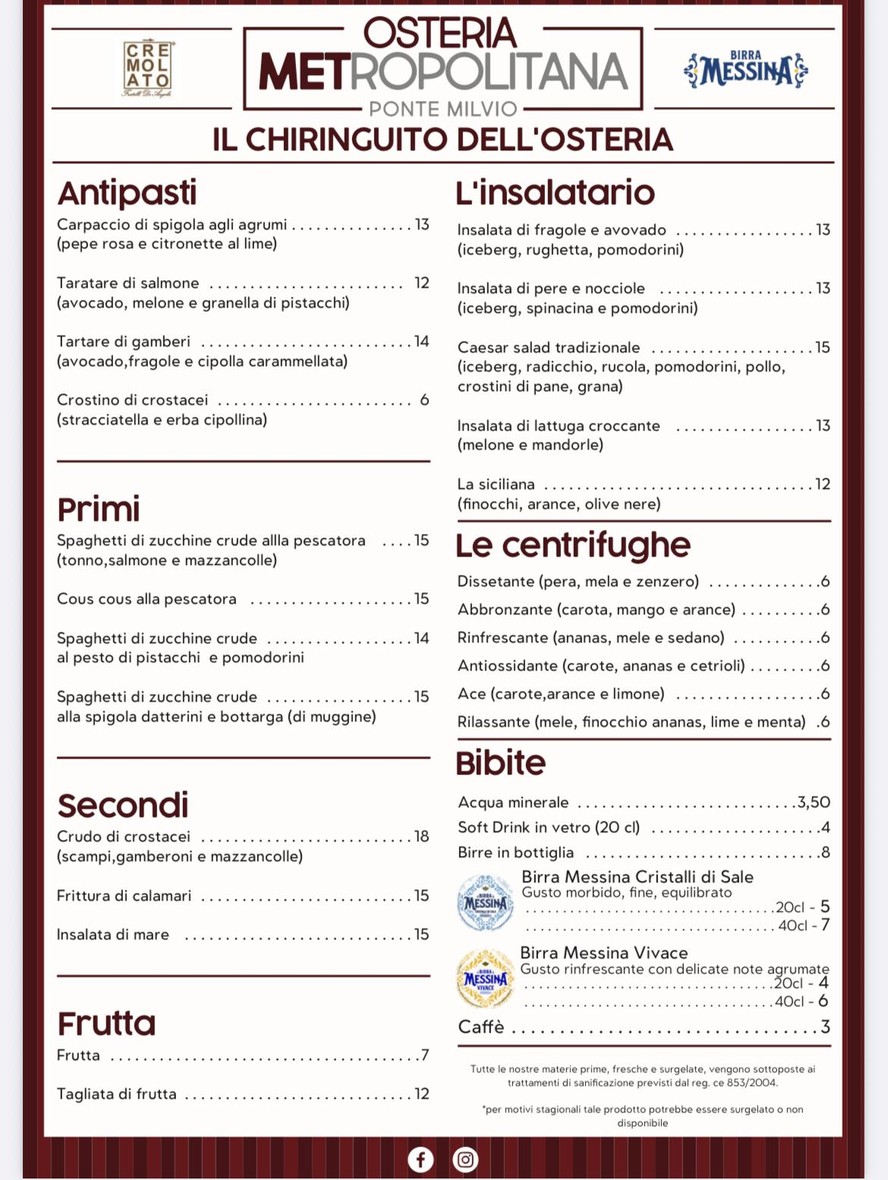 Osteria Metropolitana Ponte Milvio menu 4