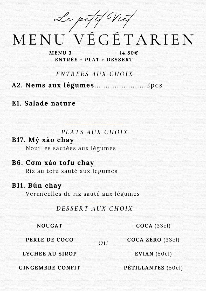 Le Petit Viet menu 3