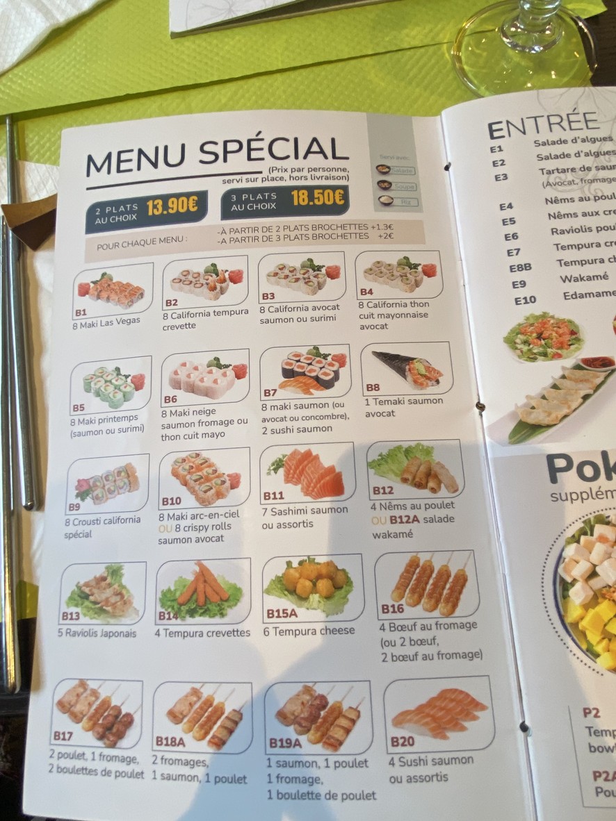 Sushi Clémenceau menu 1