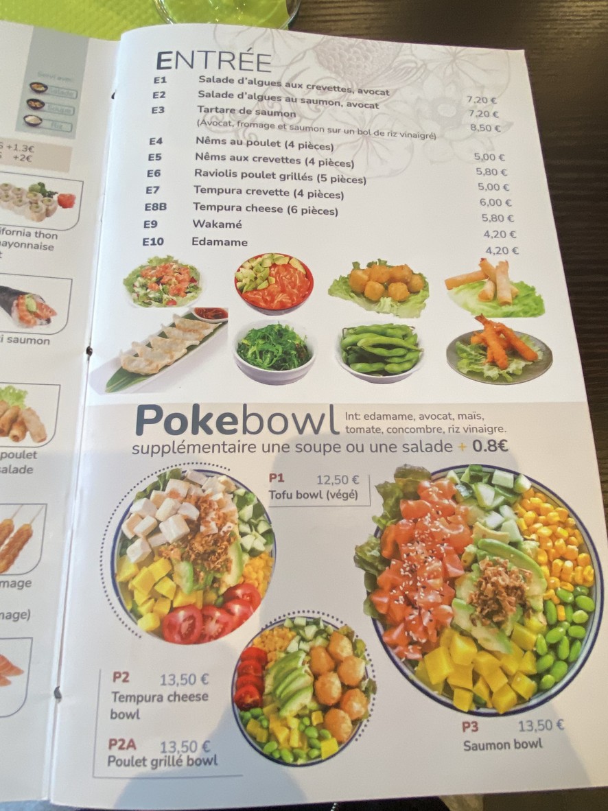 Sushi Clémenceau menu 2