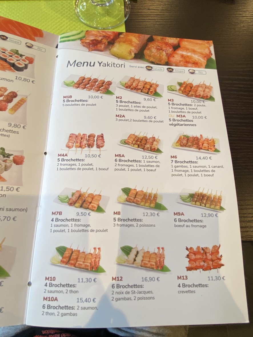 Sushi Clémenceau menu 4