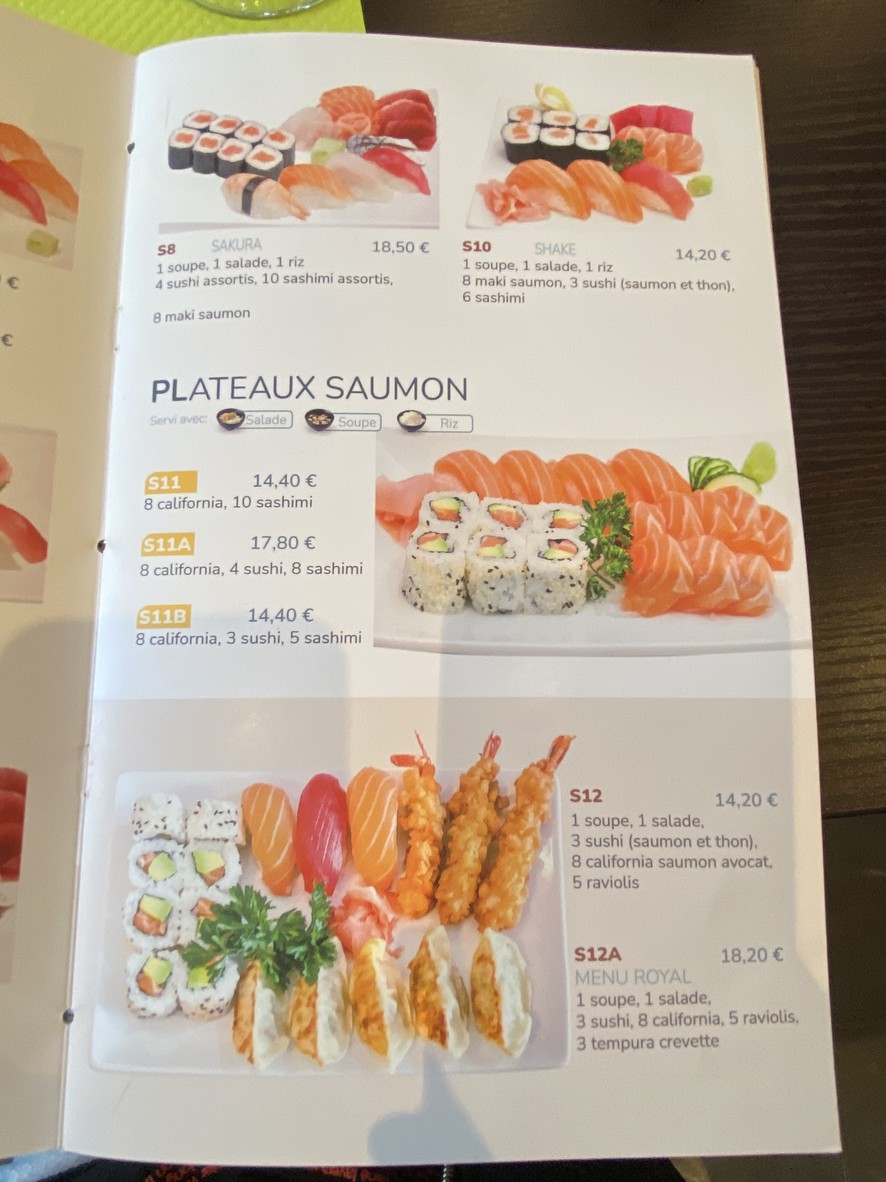 Sushi Clémenceau menu 6
