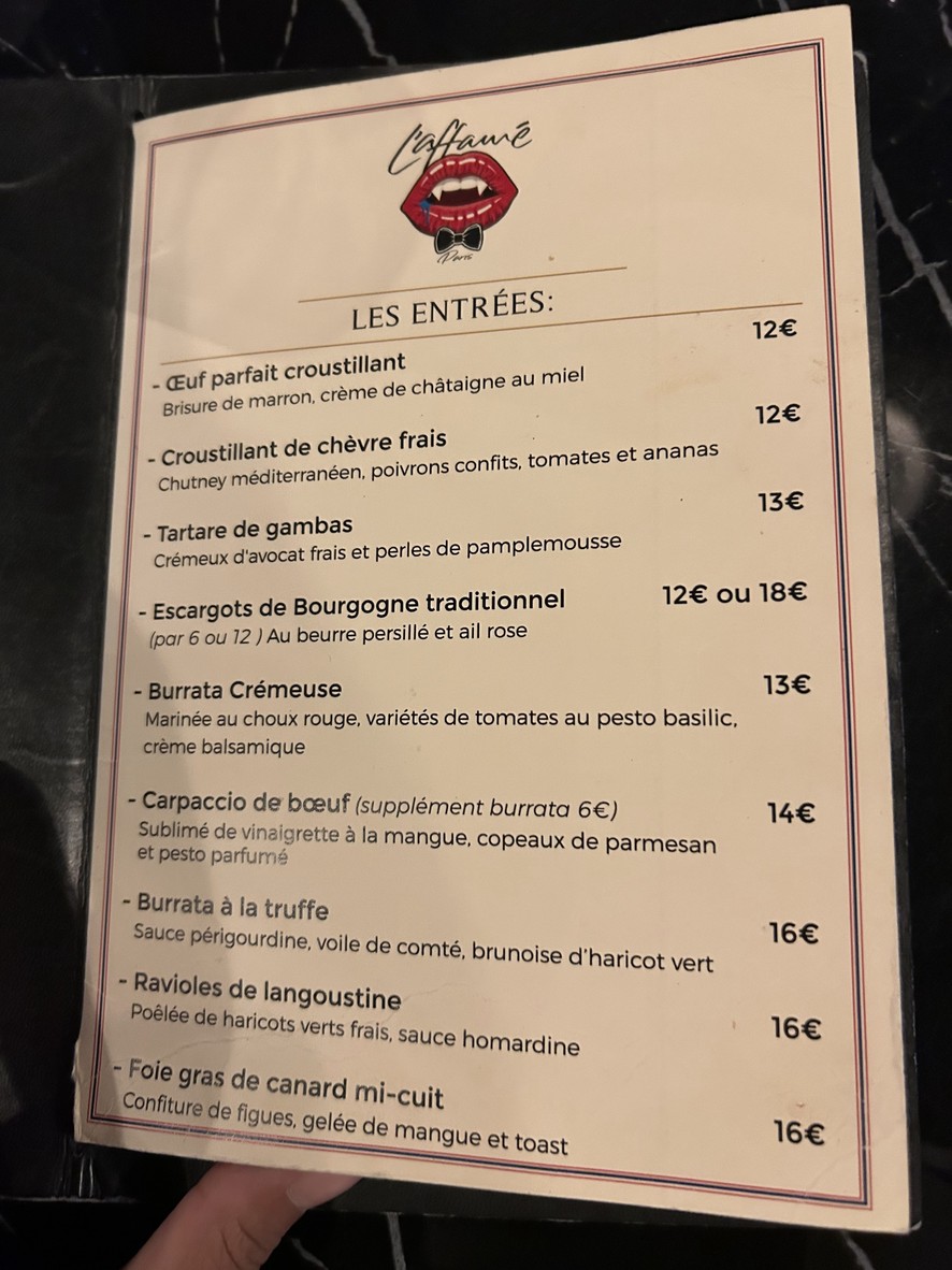 Restaurante L' Affamé menu 1