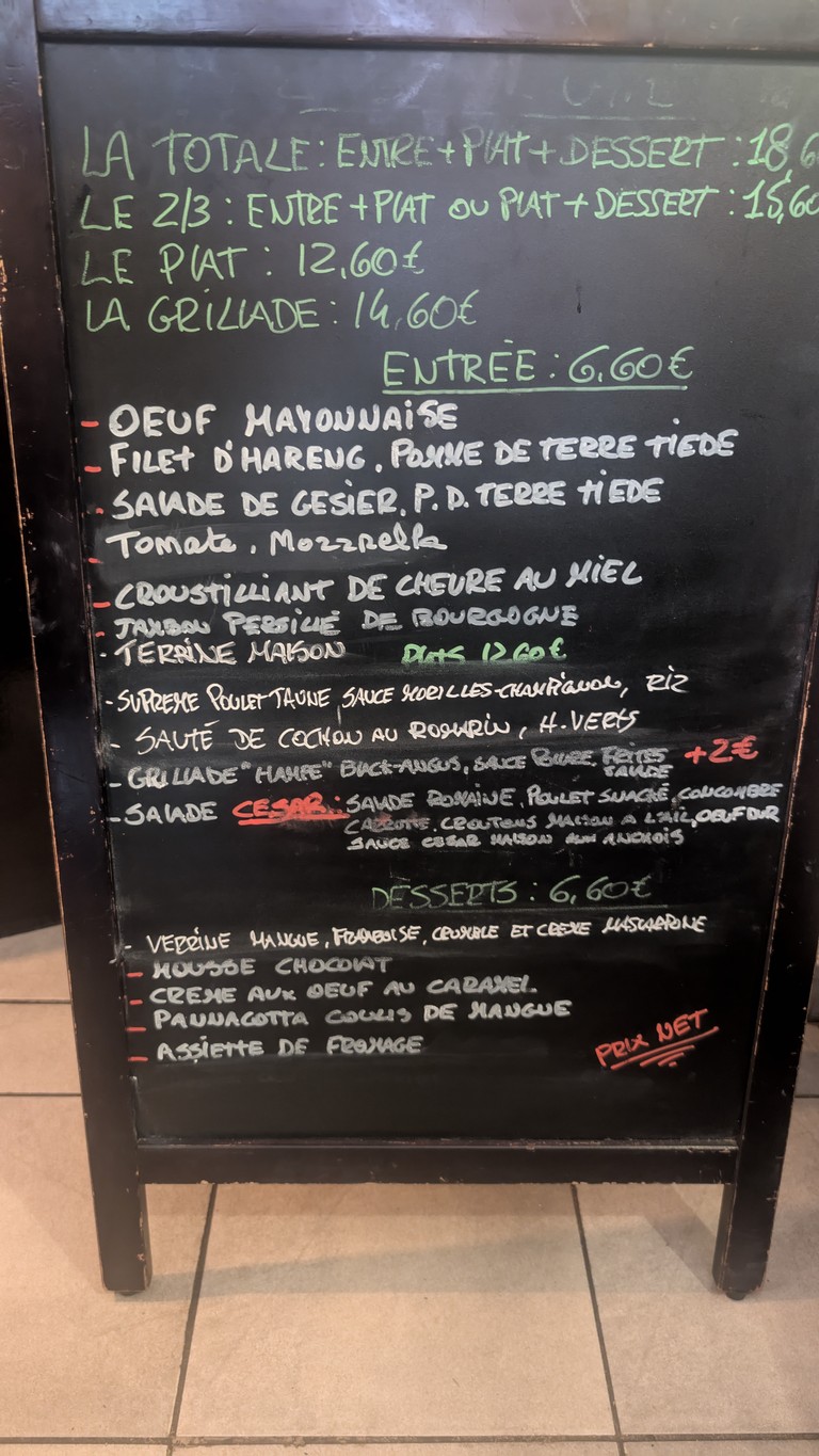 Le Chaber Café menu 1
