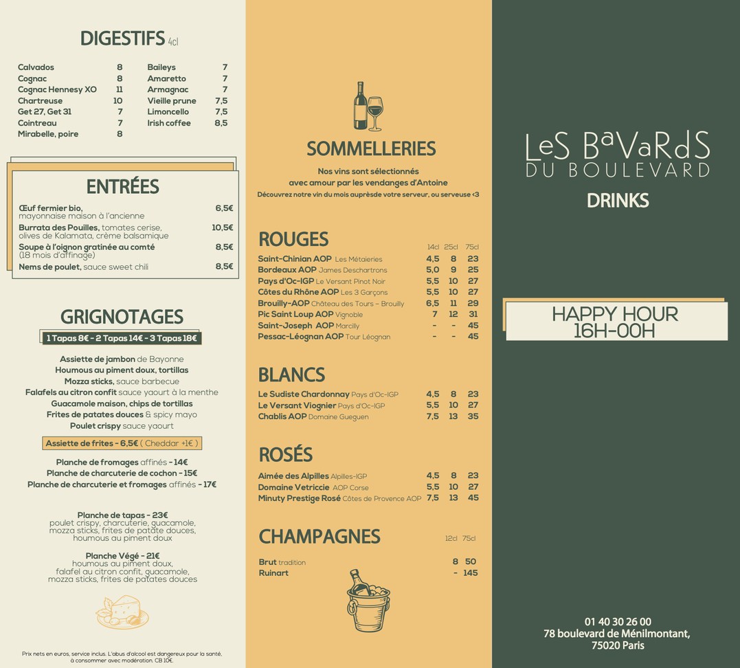 Les Bavards du Boulevard menu 3
