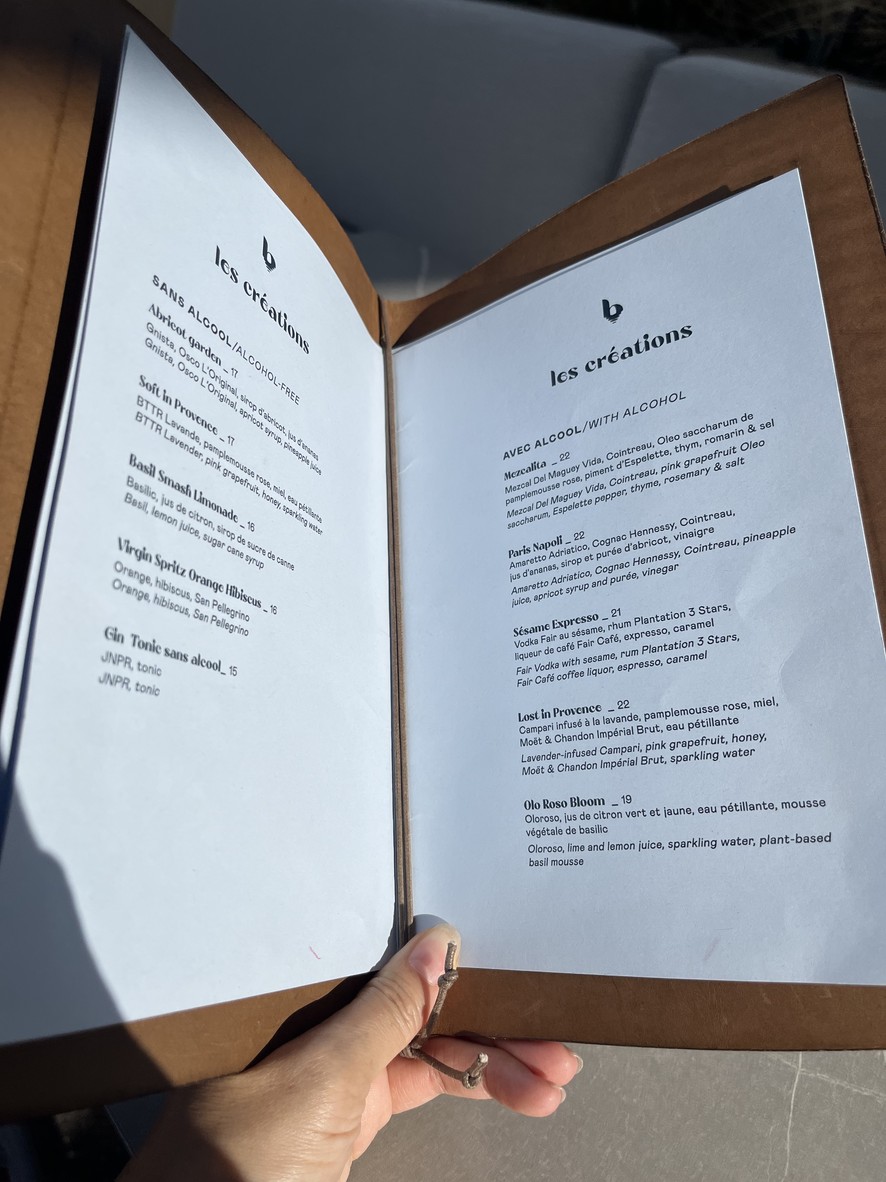 Bar Les Ombres menu 1