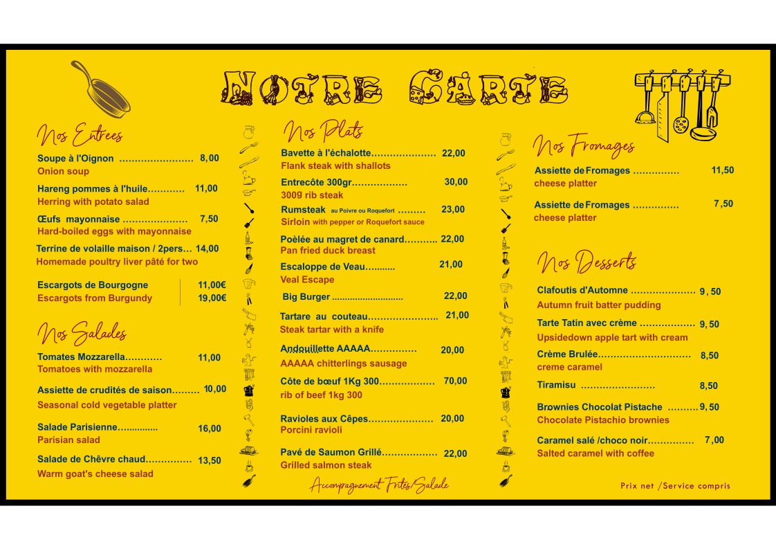BRASSERIE LE MIGNON menu 1