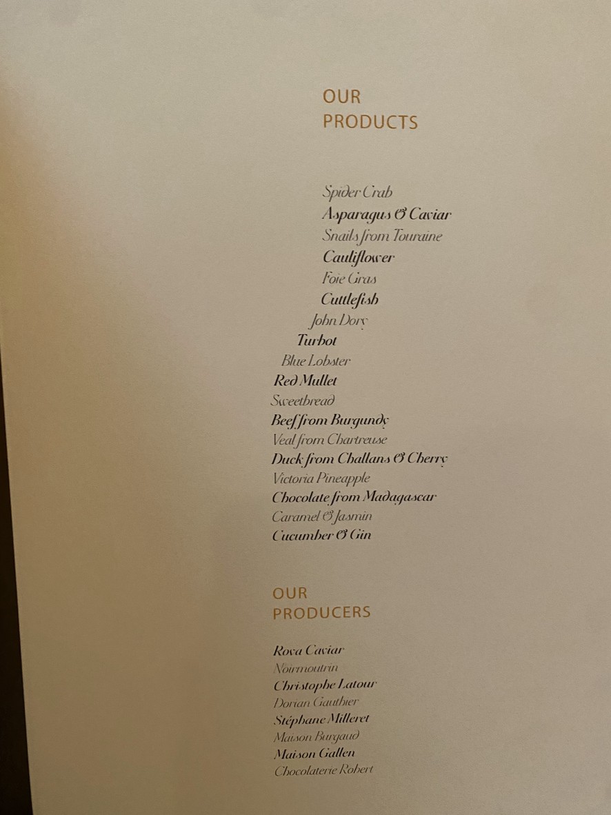 L'Ecrin menu 2