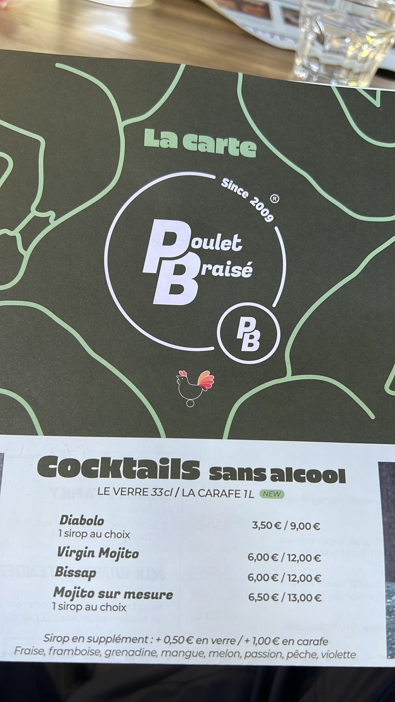 PB Poulet Braisé La Courneuve menu 1