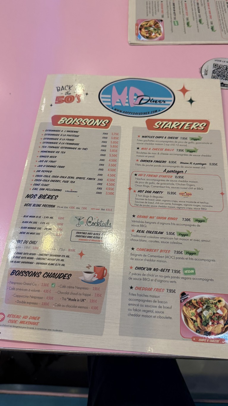 HD Diner menu 1