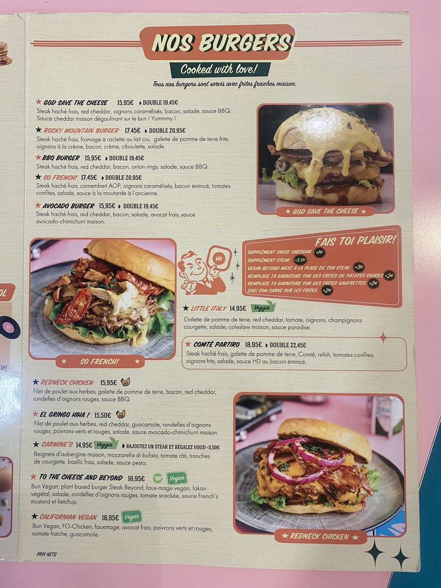 HD Diner menu 3