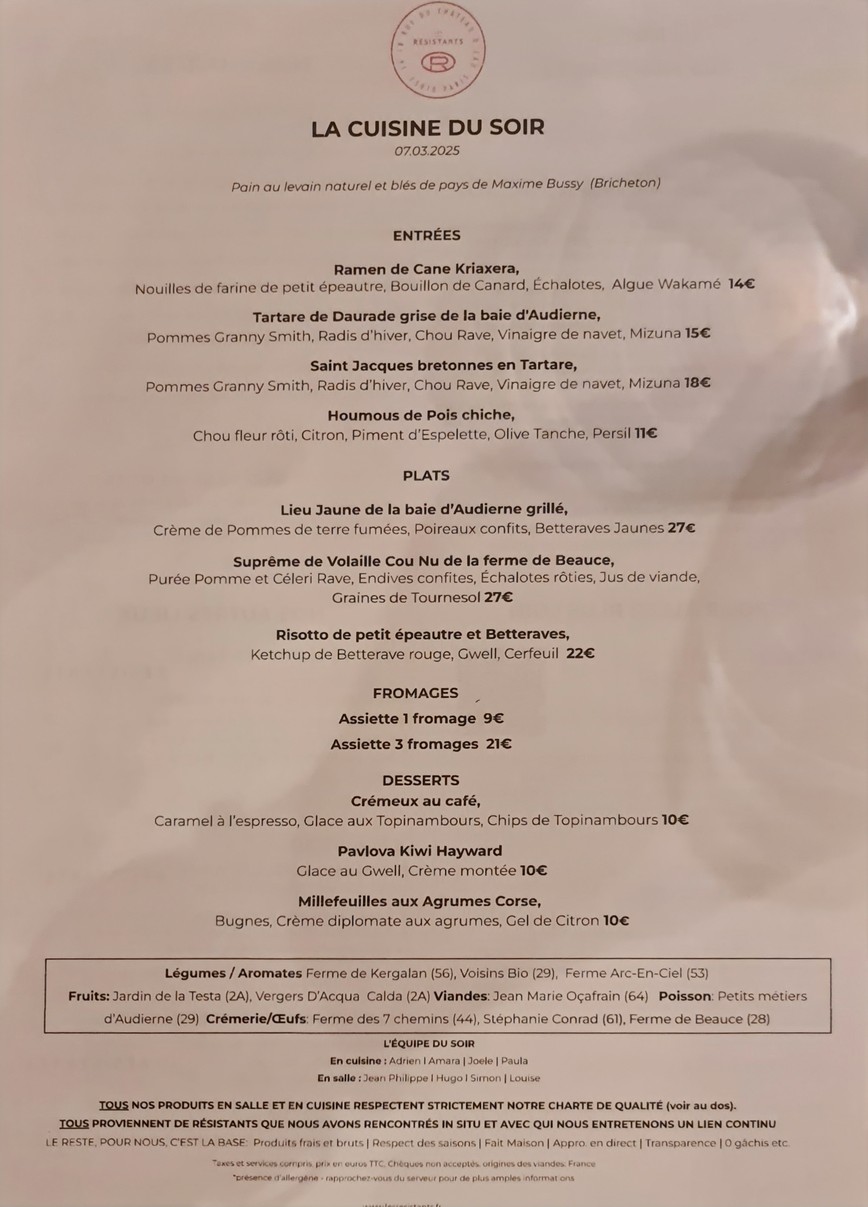 Los Resistentes menu 2