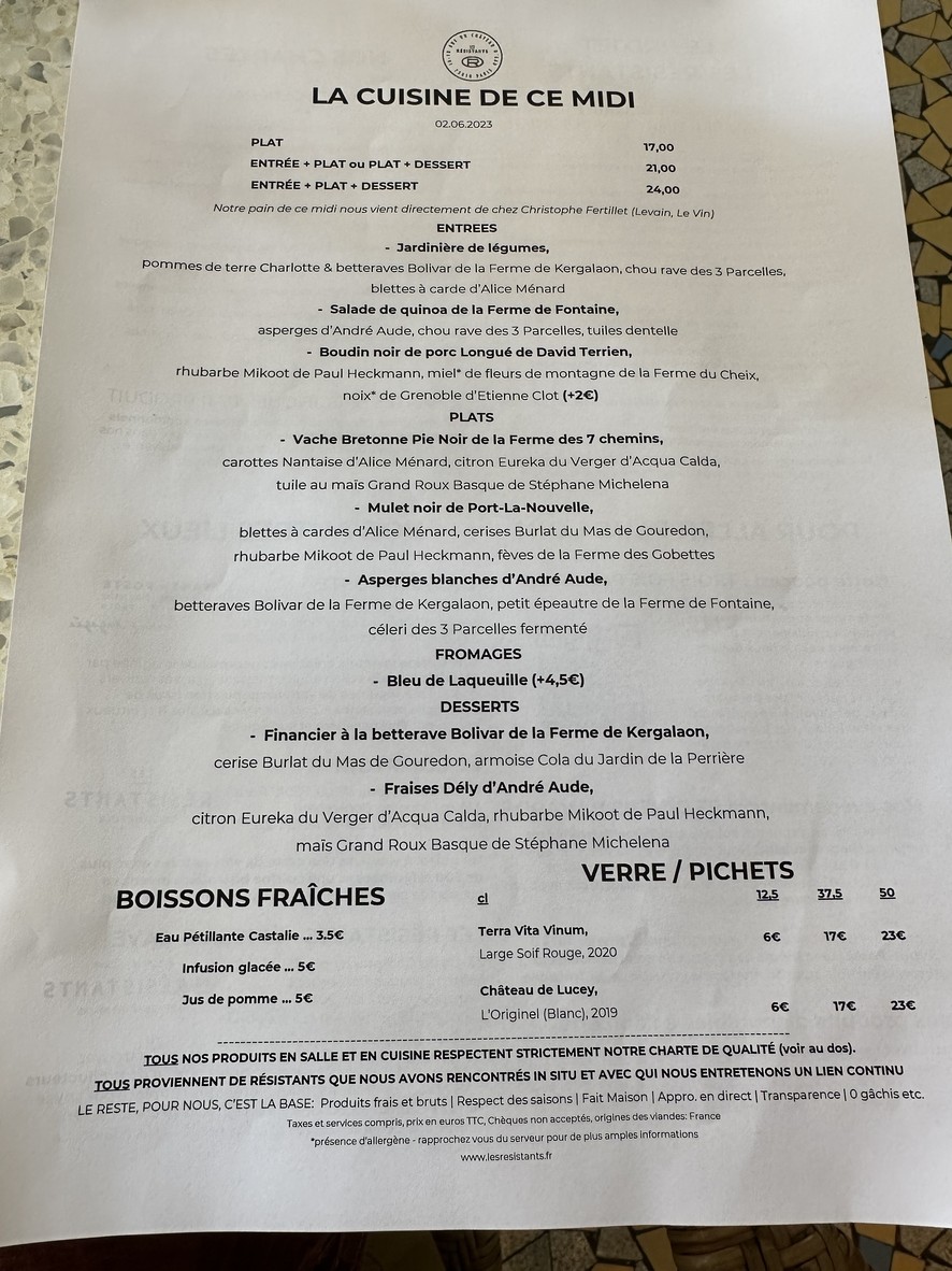 Los Resistentes menu 3