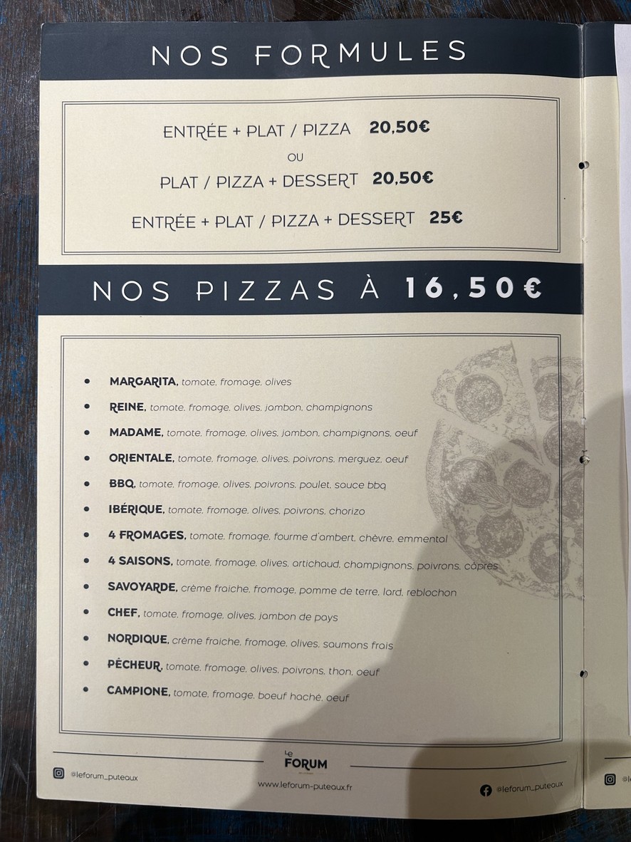 Bar Restaurant Le Forum - La Défense Puteaux menu 1