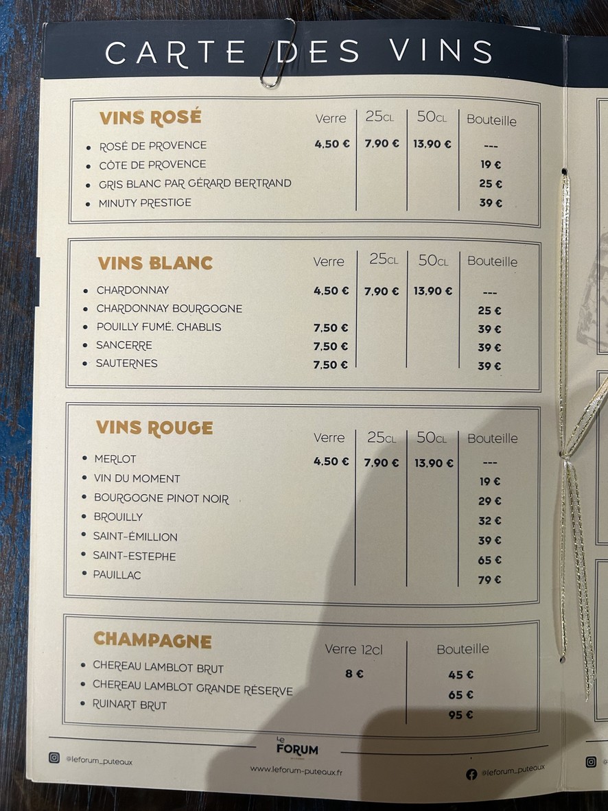 Bar Restaurant Le Forum - La Défense Puteaux menu 3