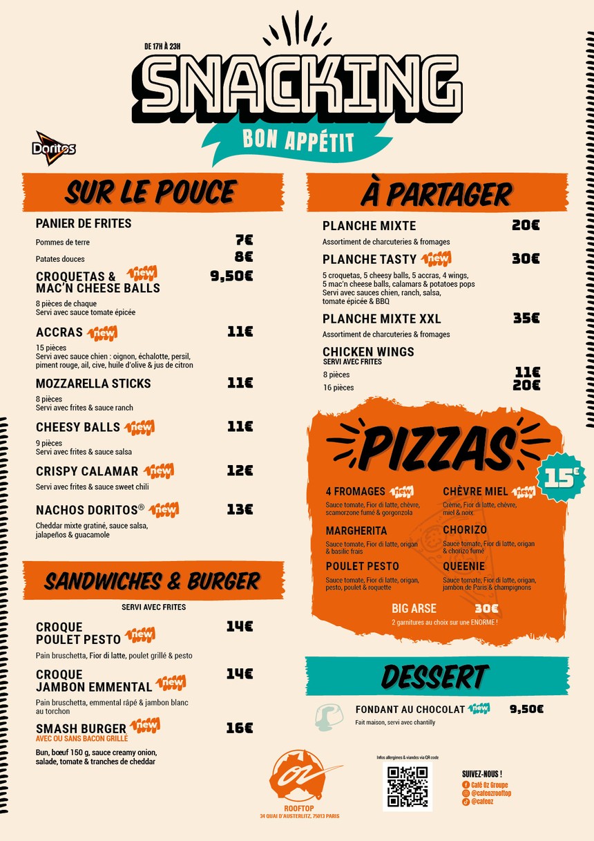 Rooftop Café Oz menu 1