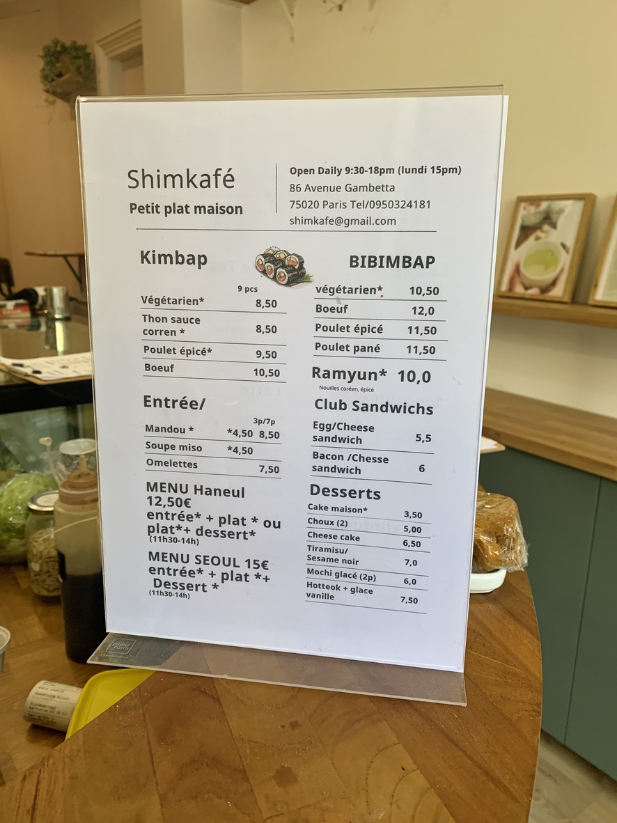Shim’ Kafé menu 1