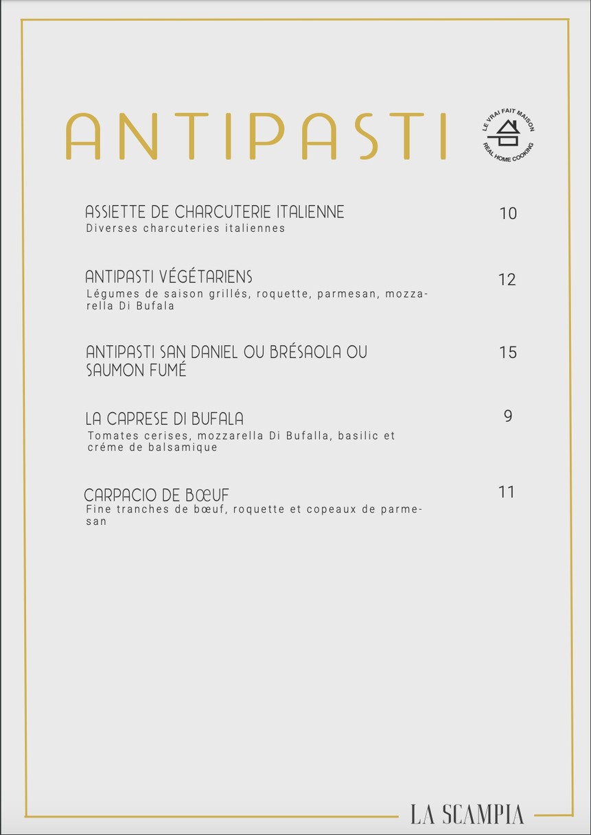 La Scampia menu 1
