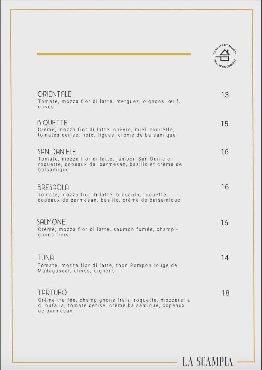 La Scampia menu 3