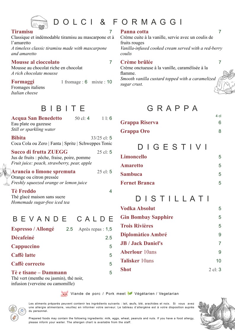 Tesoro d’Italia – Restaurant italien Paris 13 (Saint-Marcel) menu 3