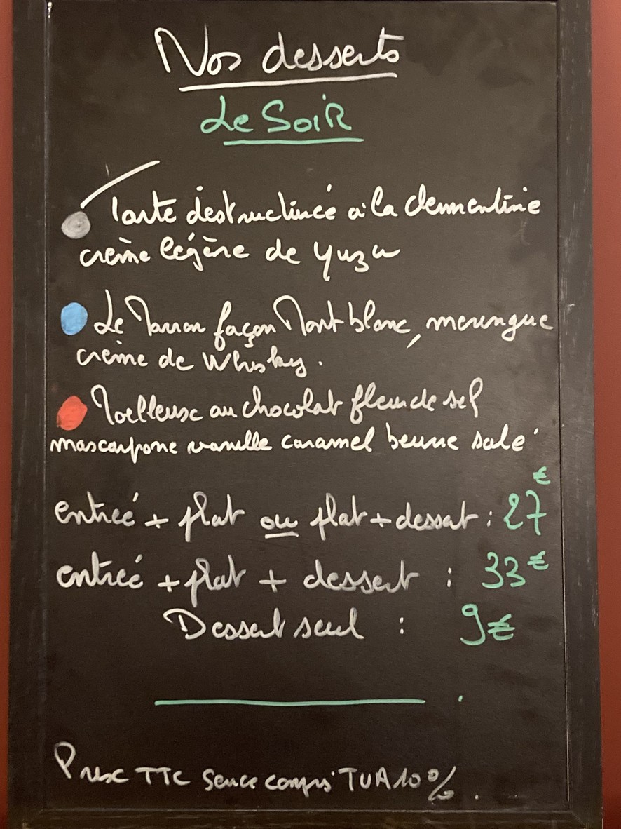 La Belle Etincelle menu 2