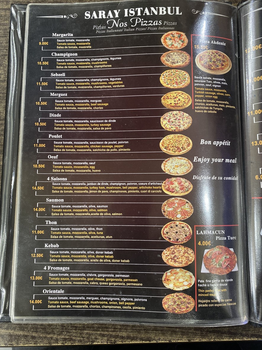 Restaurant * Saray * Istanbul menu 2