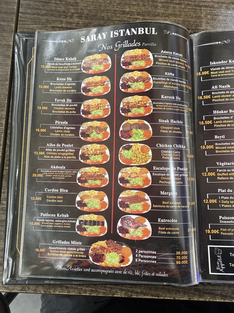 Restaurant * Saray * Istanbul menu 3
