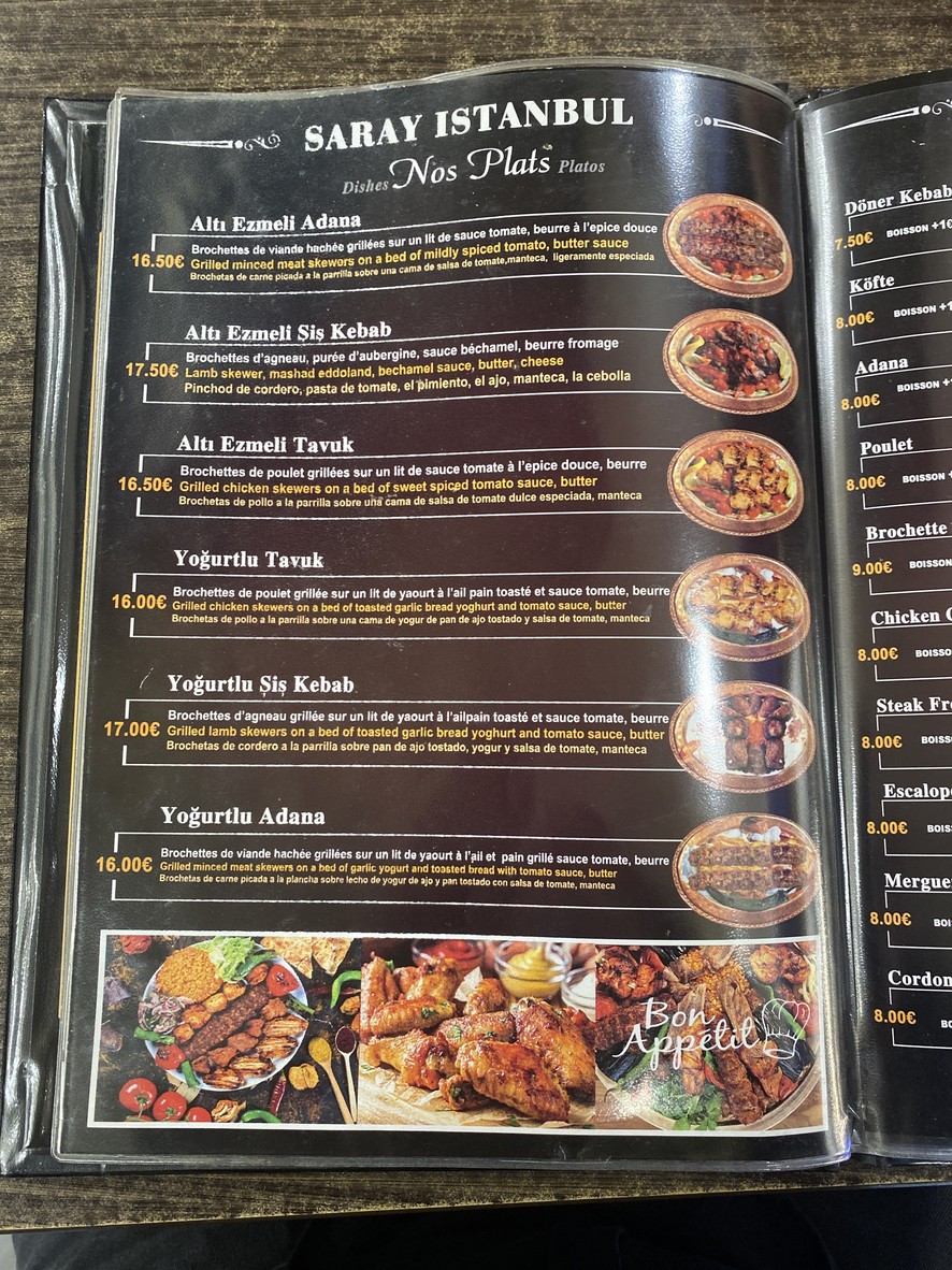 Restaurant * Saray * Istanbul menu 4