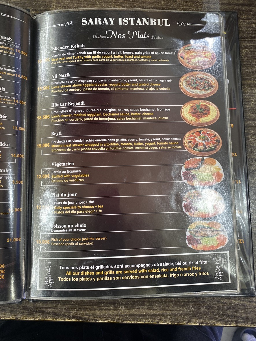 Restaurant * Saray * Istanbul menu 5