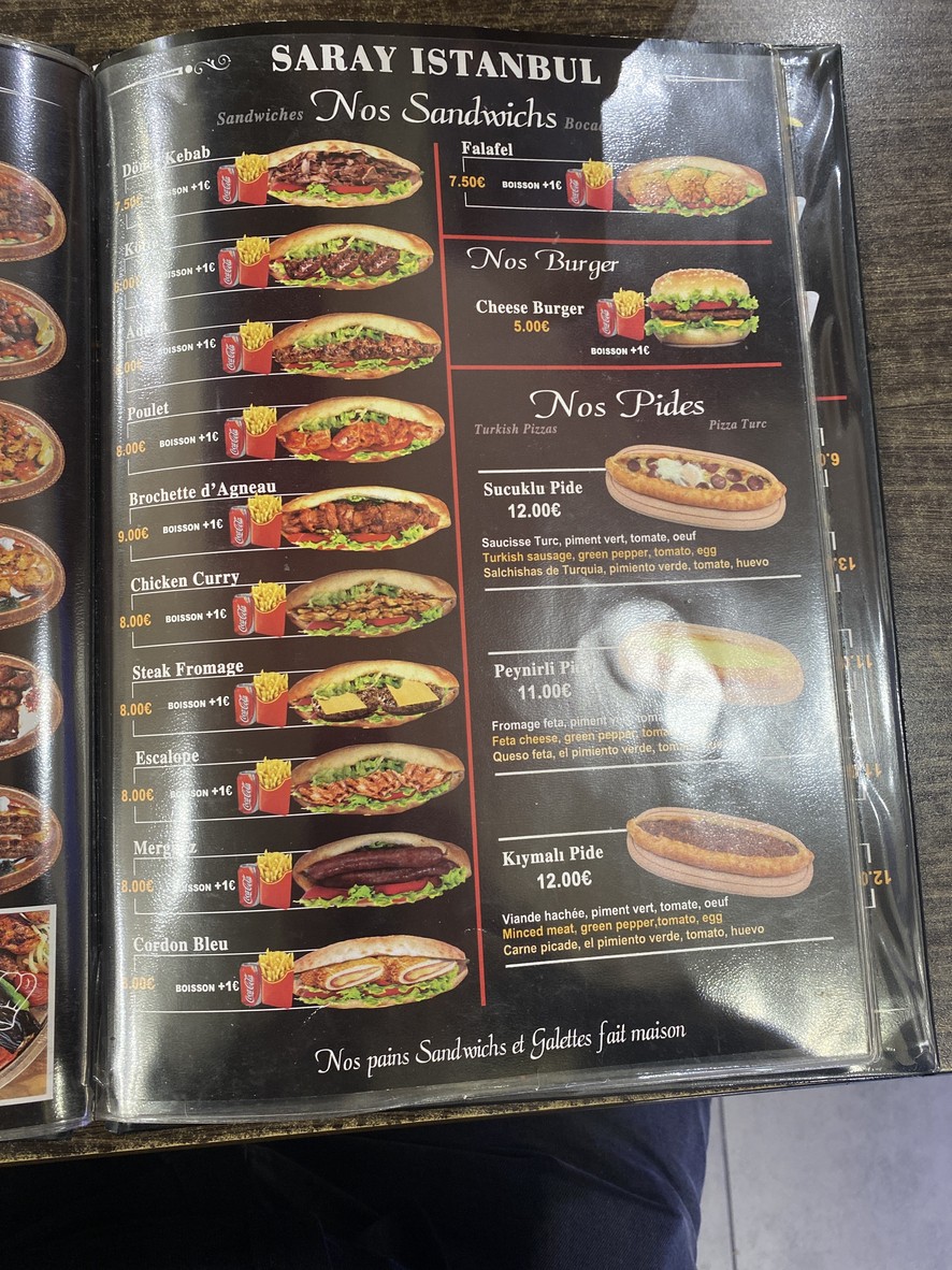 Restaurant * Saray * Istanbul menu 6