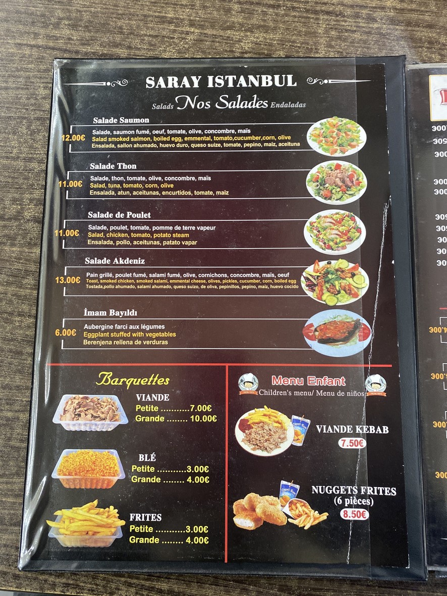 Restaurant * Saray * Istanbul menu 7