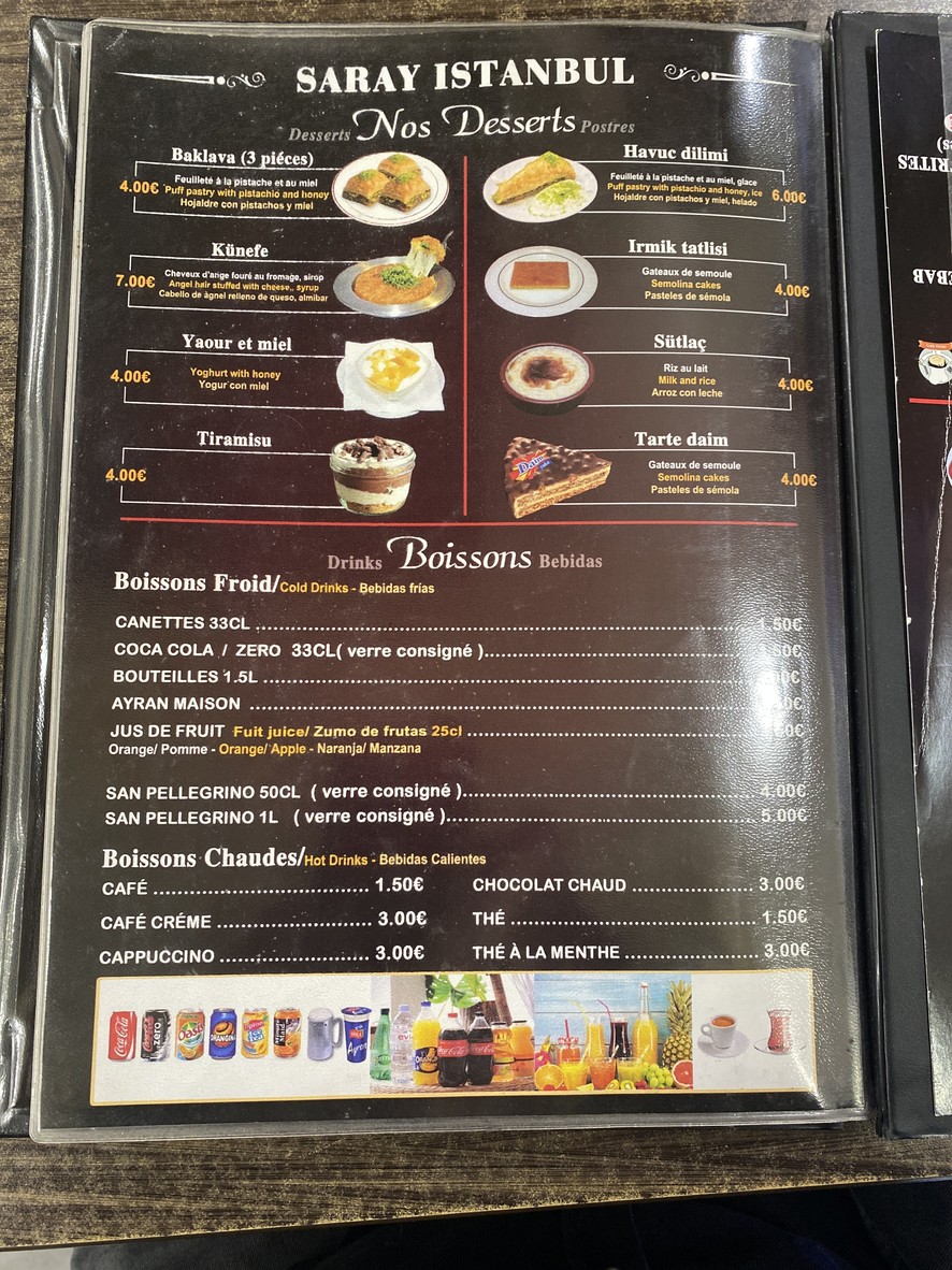 Restaurant * Saray * Istanbul menu 8