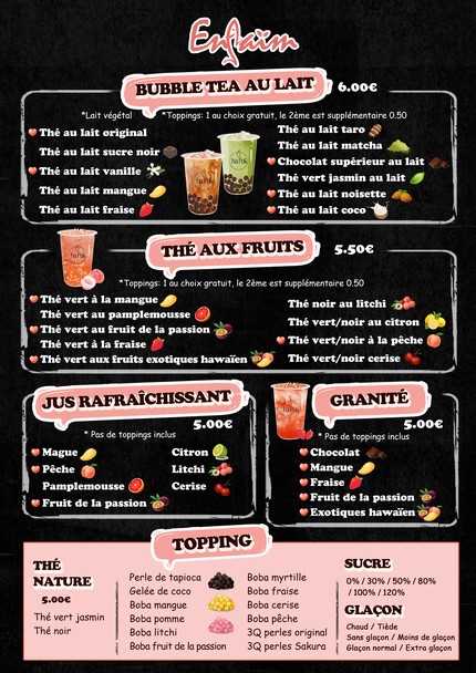 Enfaim sushi poke bubble tea