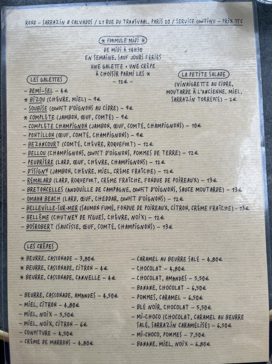 ROND - Sarrazin et Calvados - menu 1